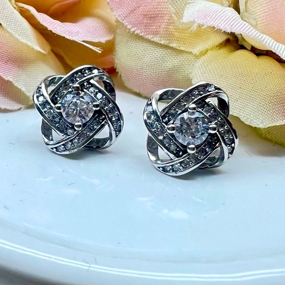 925 Sterling Silver Rhinestone Women’s Earrings - Picture 3 of 6